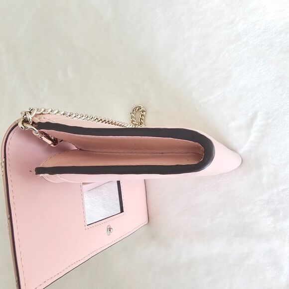 Kate Spade Pink Saffiano Leather Wallet Wristlet with Short Gold Chain Handle - Picture 8 of 9